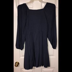 EUC Dark Dusty Blue Mini Dress with Ruched Bodice